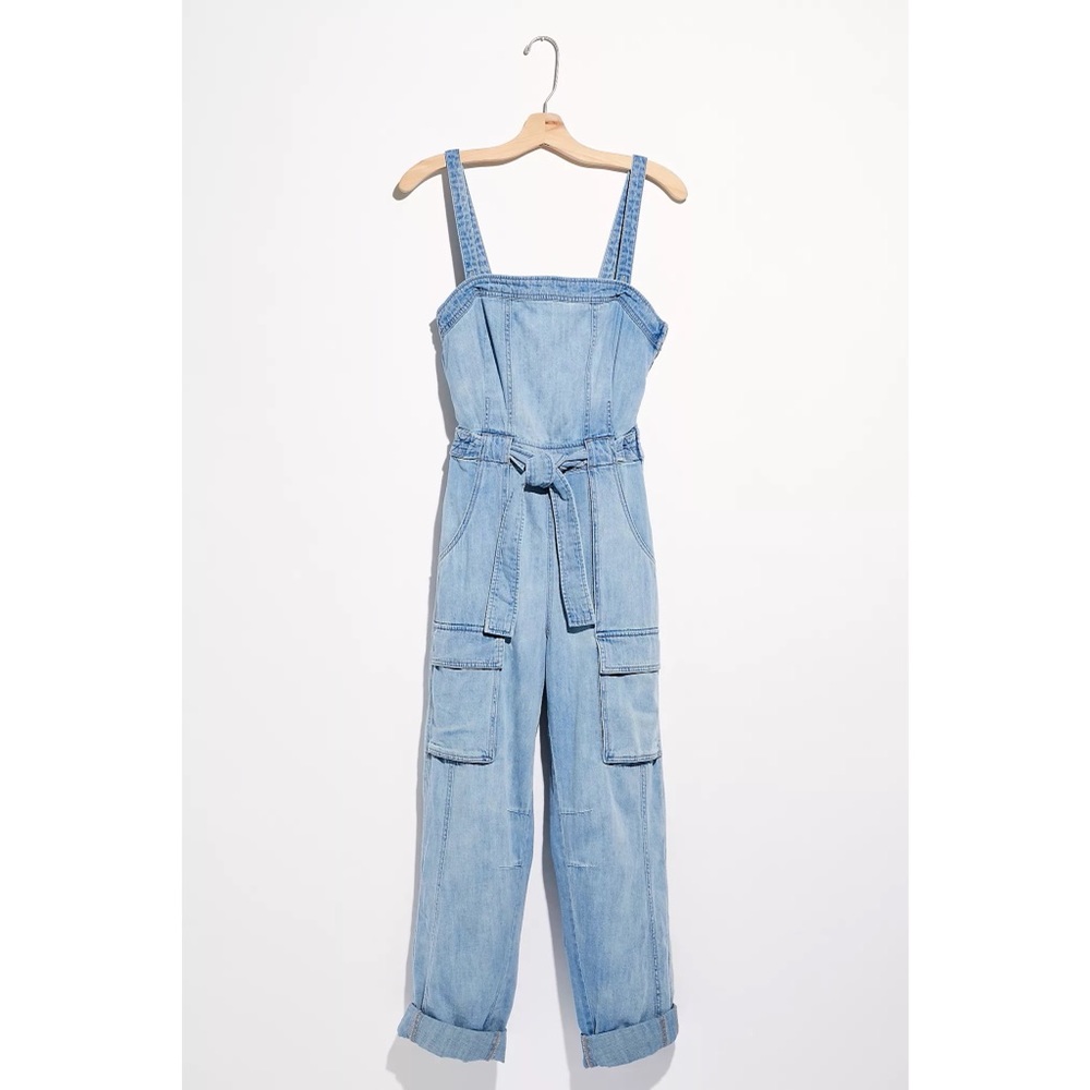 Free People Go West Denim Jumpsuit